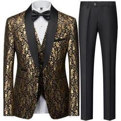 3 pçs conjunto do noivo vestido casaco colete/2023 fino ajuste vestido de casamento negócios casual terno formal blazers jaqueta calças colete