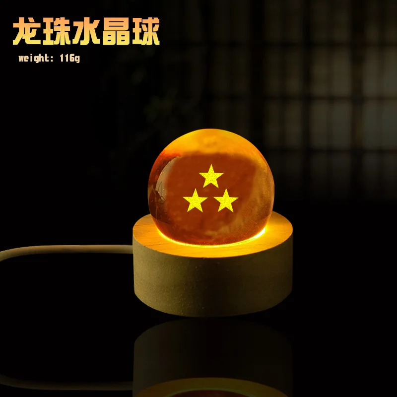 2026 Neue Dragon Ball Z Animation 1-7 Stern Kristallkugel LED Holzlampenständer Nachtlicht Gelbe Kristallkugel Schreibtisch-Ornamente Spielzeug