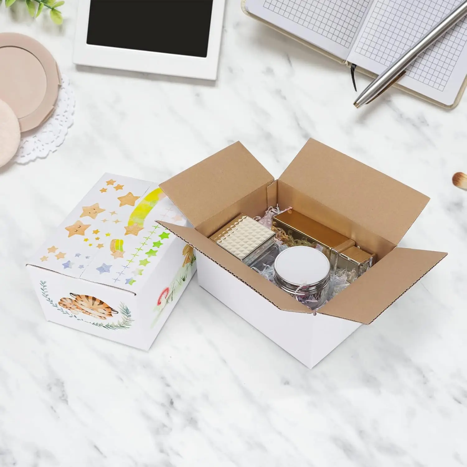 40 Pack Small Shipping Boxes 8x6x4, White Corrugated Cardboard Mailing Boxes for Packing, Business view 3