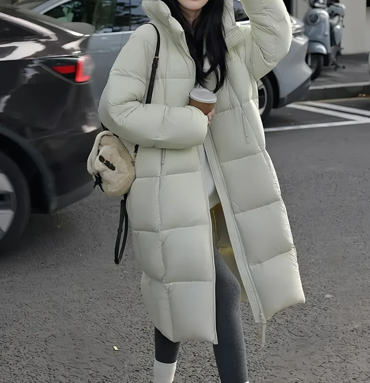 2025 Winter Loose Hooded Medium to Long Cotton Jacket Women's Thick Bread Jacket