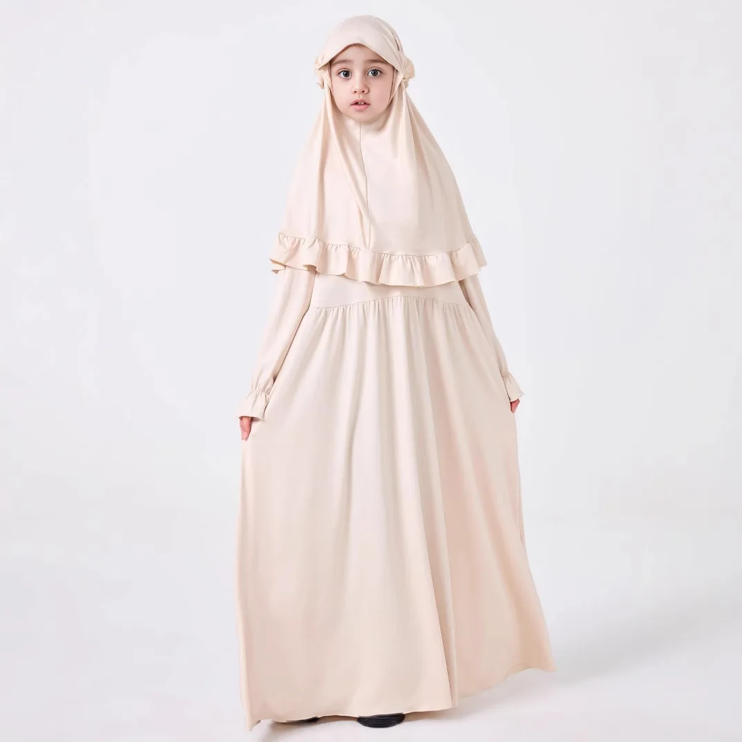 

2PCS Muslim Kids Girls Hijab Dress Khimar Jalabiya Abaya Robe Islam Clothing Prayer Garment Eid Djellaba Ramadan Niqab Kaftan