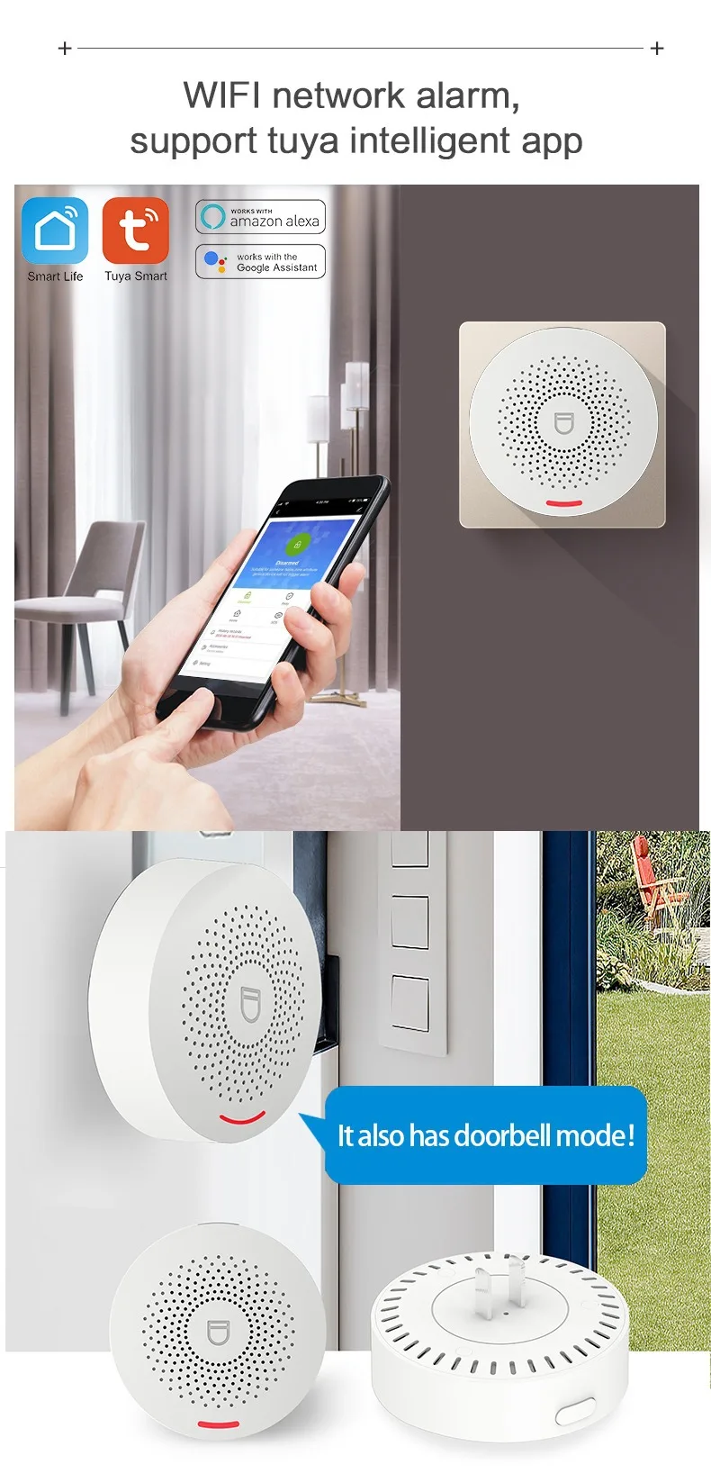 

Приложение Tuya Smartlife, беспроводная Wi-Fi система охранной сигнализации, комплект домашней безопасности, двери, окна, датчик сигнализации