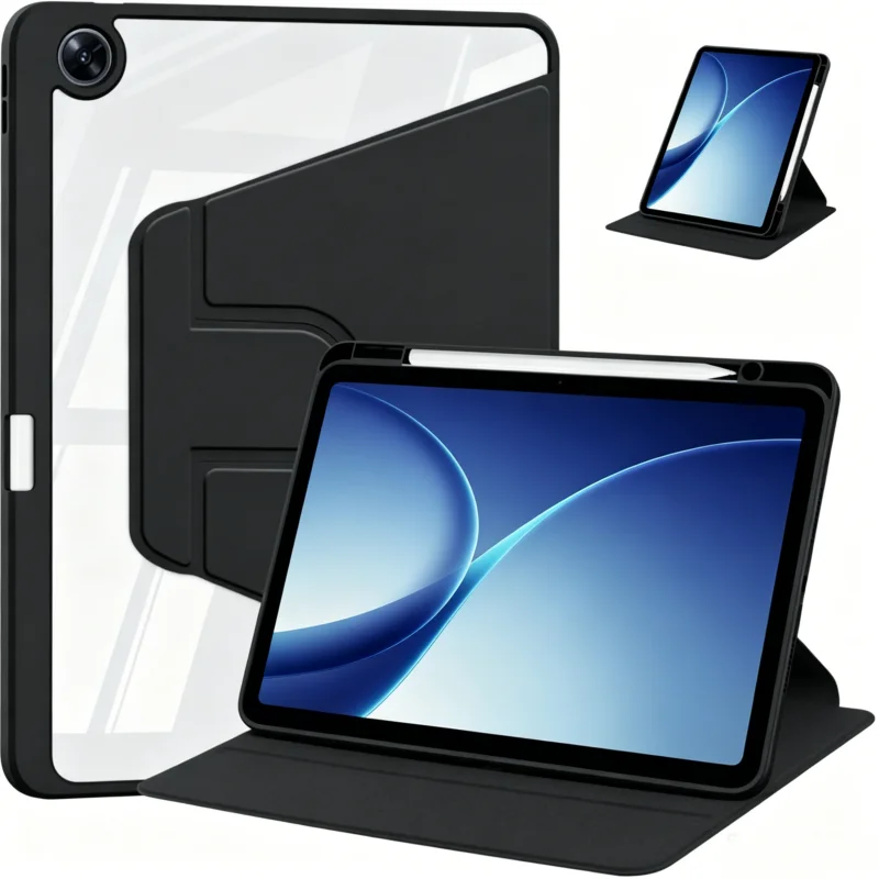 

360° Rotation Case for OPPO Pad 5 with Pencil Holder Acrylic Back for OPPO Pad5 12.1'' Cover Rotation Horizontal/Vertical Stand
