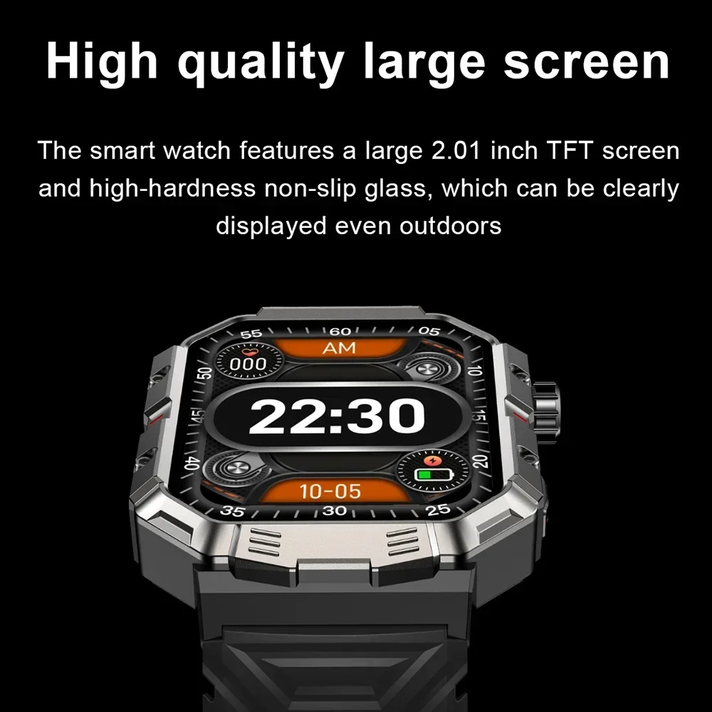 Smart Watch Men Outdoor Sports 2.02 Inch Large Screen IP68 Waterproof Compass Heart Rate Monitor Smartwatch For IOS Android