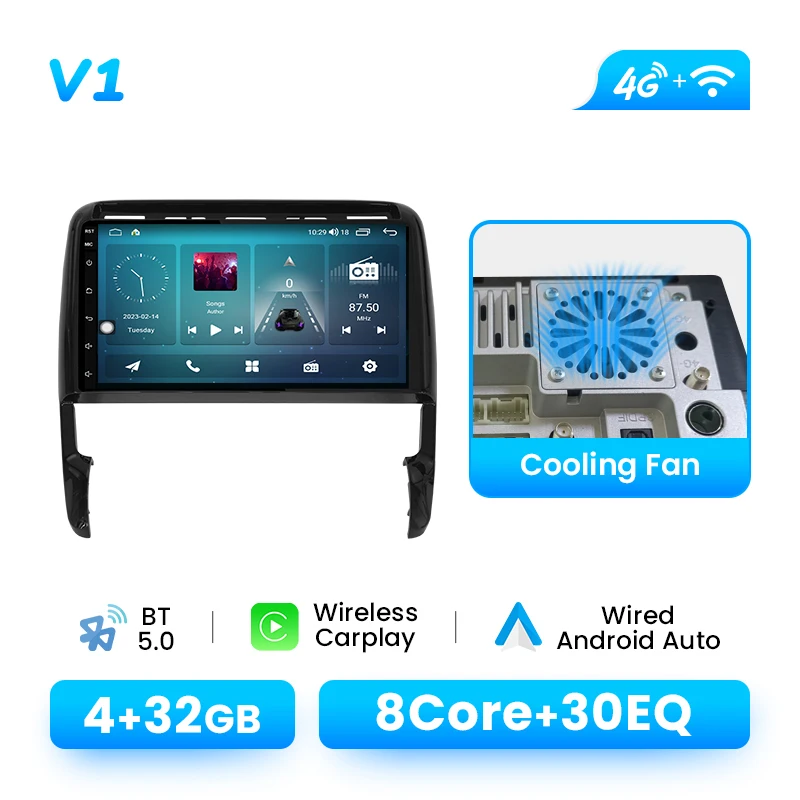 Auto radio voor PORSCHE CAYENNE 955 957 2002-2010 Android14 8-Core 8GB+128GB 1280*720 IPS Draadloos CarPlay Android Auto 4G WIFI GPS