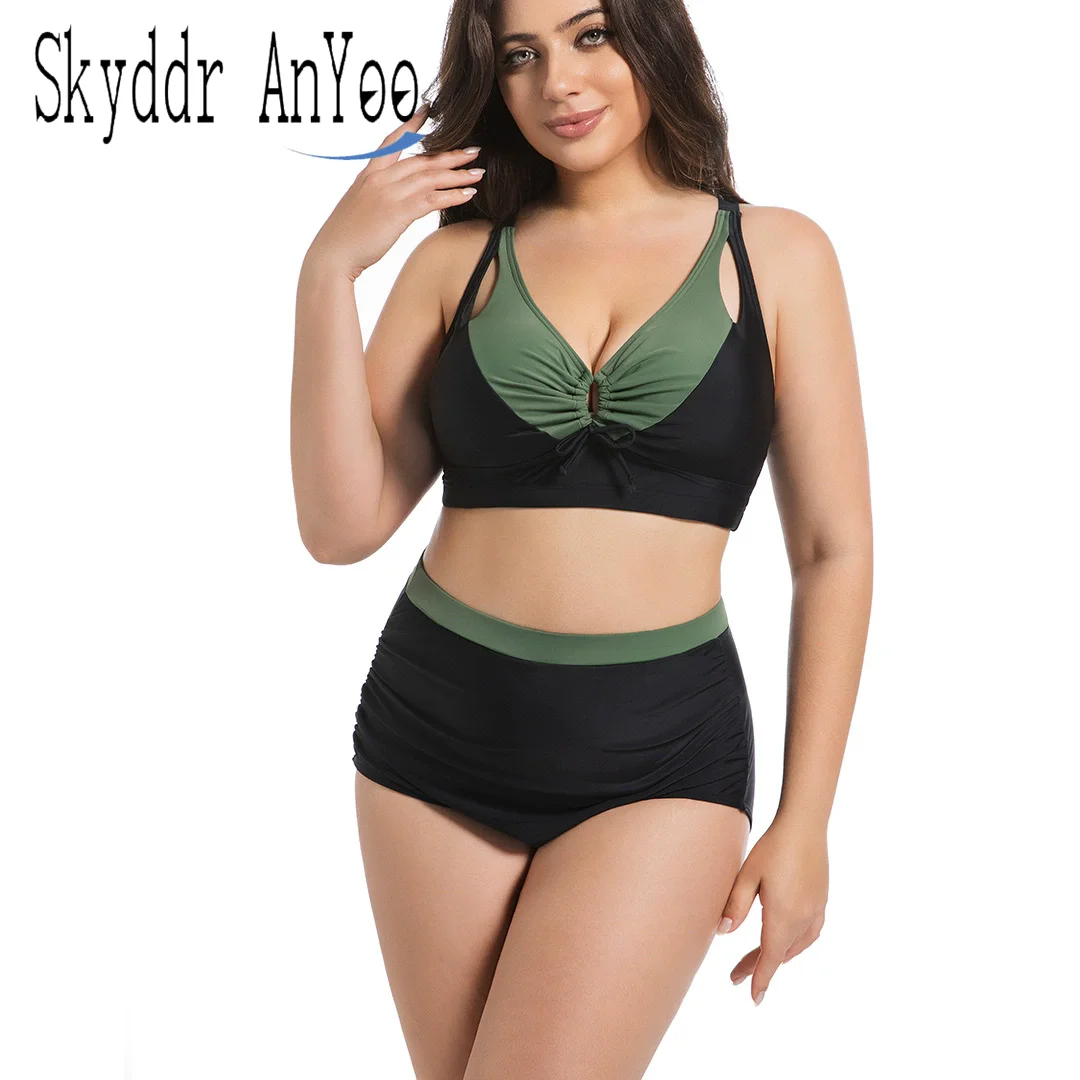 

Women Plus Size Swimwear 2025 Two Piece Swimsuit Sets High Waisted Bikini Sets Tummy Control Bathing Suit