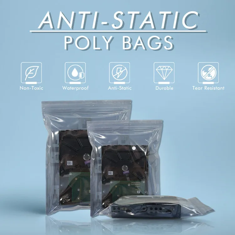 50~100PCS Anti-static Shielding Ziploock HDD Packaging Bag ESD Instruments Chip Electronic Accessories Battery Data Line Pouches