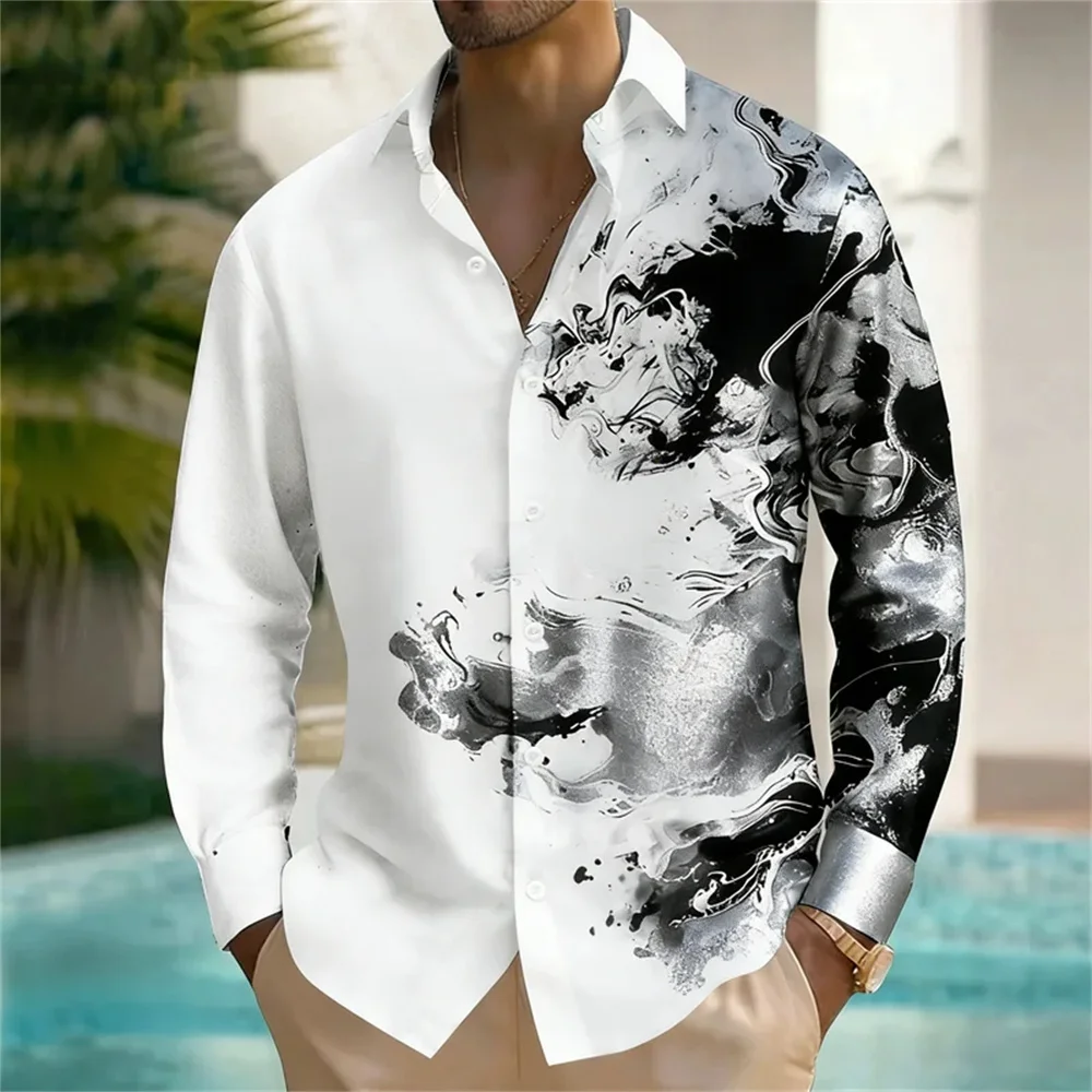 

Men's Fashionable Printed Long Sleeved Shirt Loose Top Casual Comfortable 2026 New Style