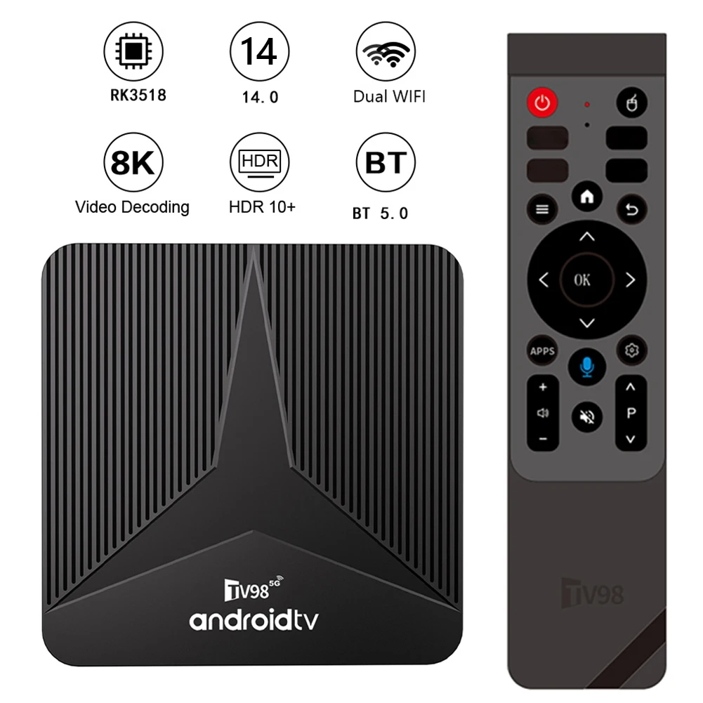 TV Box Android 14 Wifi6 BT5.0 Media Player Set Top Box Android Box with Remote