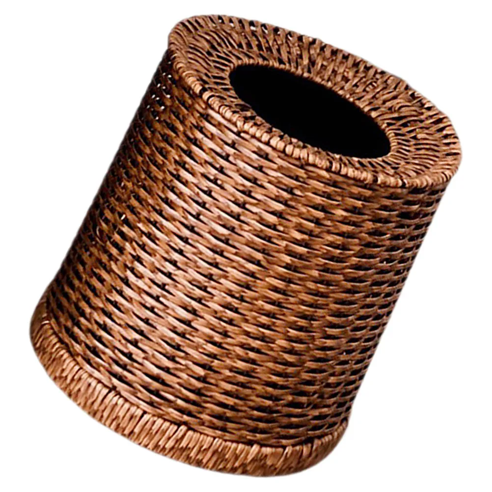 

8-литровый круглый мусорный бак из ротанга с пластиковым вкладышем, тканая корзина для мусора в винтажном стиле с открытым верхом, большой вместительный мусорный бак для спальни