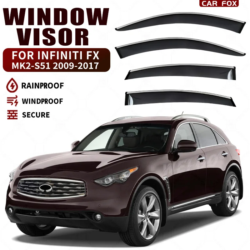 

For INFINITI FX S51 2003-2017 Car Window Visor Awning Shelters Windshield Side Window Rain Sun Shade Accessories Car Styling