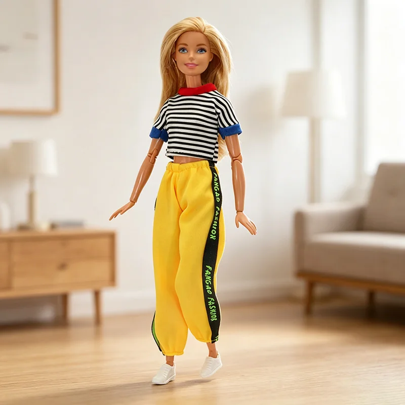 Mini 1/6 Puppenkleidung Zubehör 30 cm Puppenkleid-Set Lässiges Tank-Top + Hose – Detail 4