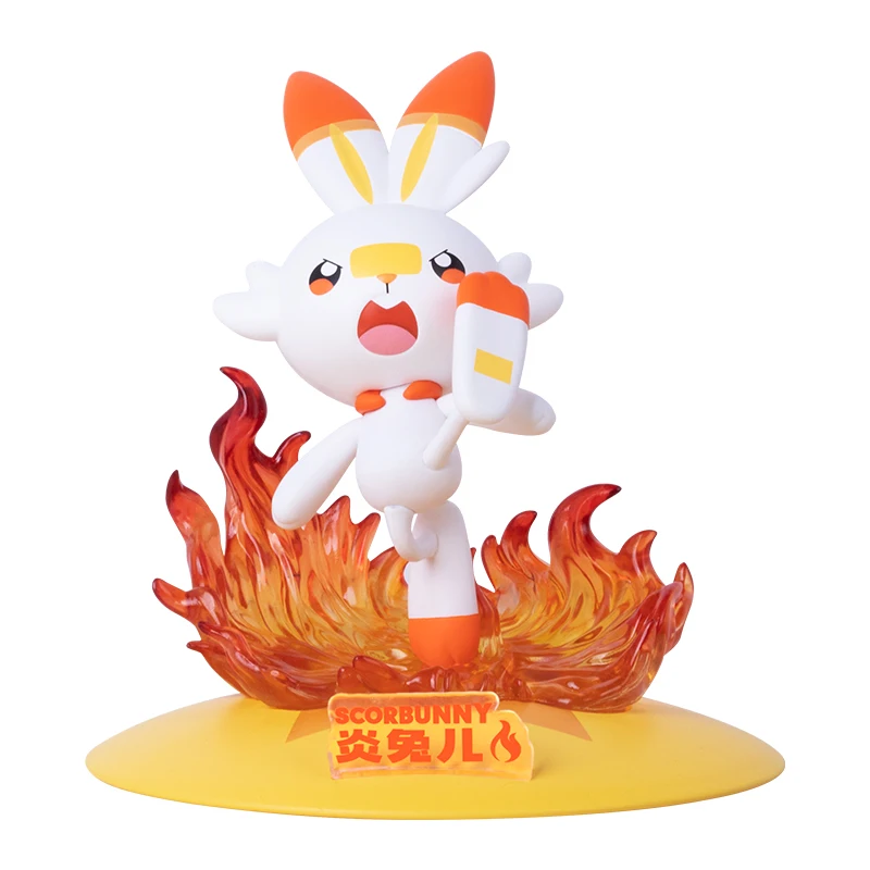 Original Pokemon Figures Scorbunny Figurine FUNISM Hot selling Anime Model Pocket Monster Desktop Car Decorations Toy Kids Gift