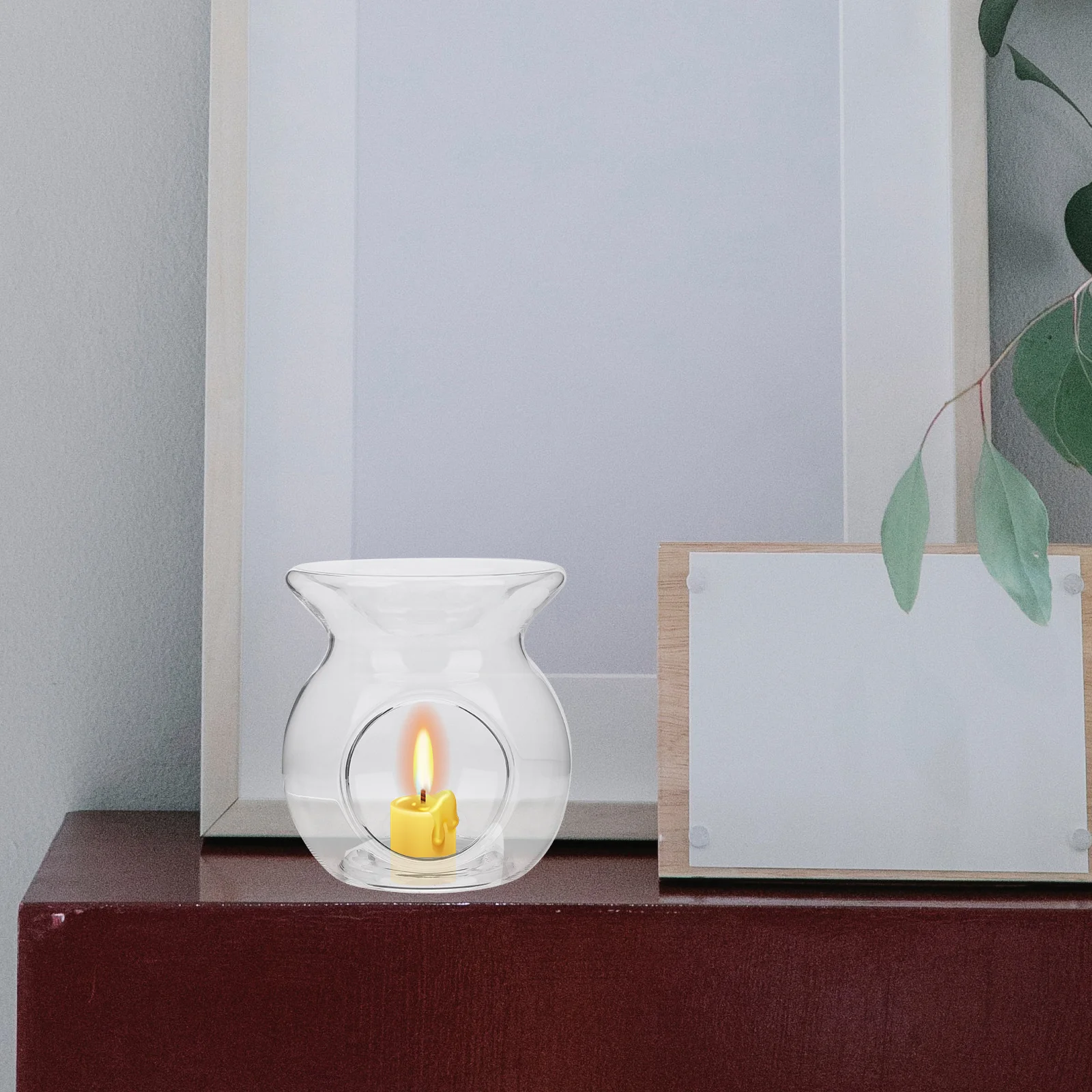 

Oil Burner Tealight Holder Transparent Simple Design Long Lasting Indoor Outdoor Atmosphere Enhancer Glass Holder
