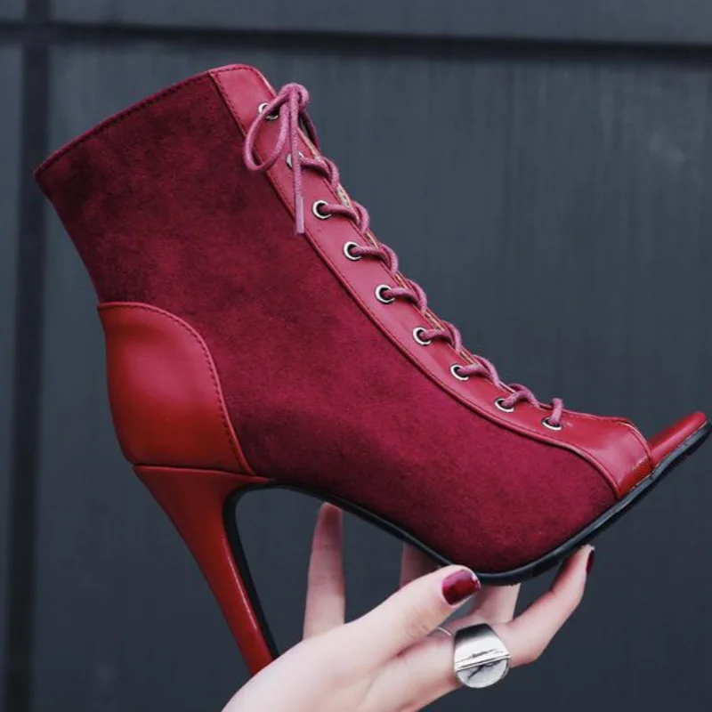 

Women's Fashion Party Sexy High Heel Latin Jazz Dance Heels Open Toe Comfortable Lace-Up Sandals Casual Summer Ankle Boots