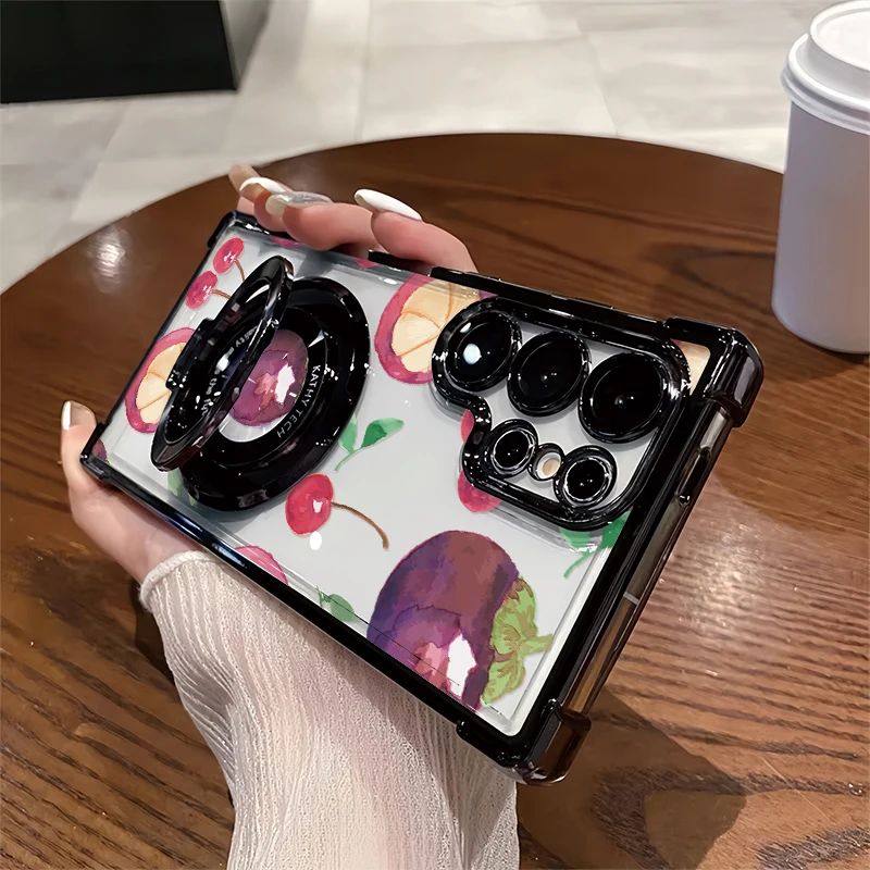 Mangosteen Print Phone Case For Samsung Galaxy A27 A36 A25 A15 4G 5G A57 A37 A56 A26 A16 A55 A35 A17 Bracket Plating Cover