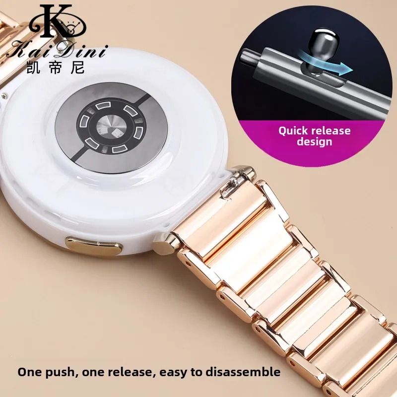 Roségold GT5pro GT4 GT3 Pro Armband Schnelluhrenkette 18 mm für Huawei GT 5 GT5 Pro GT 4 Keramik Damen Edelstahl Armband