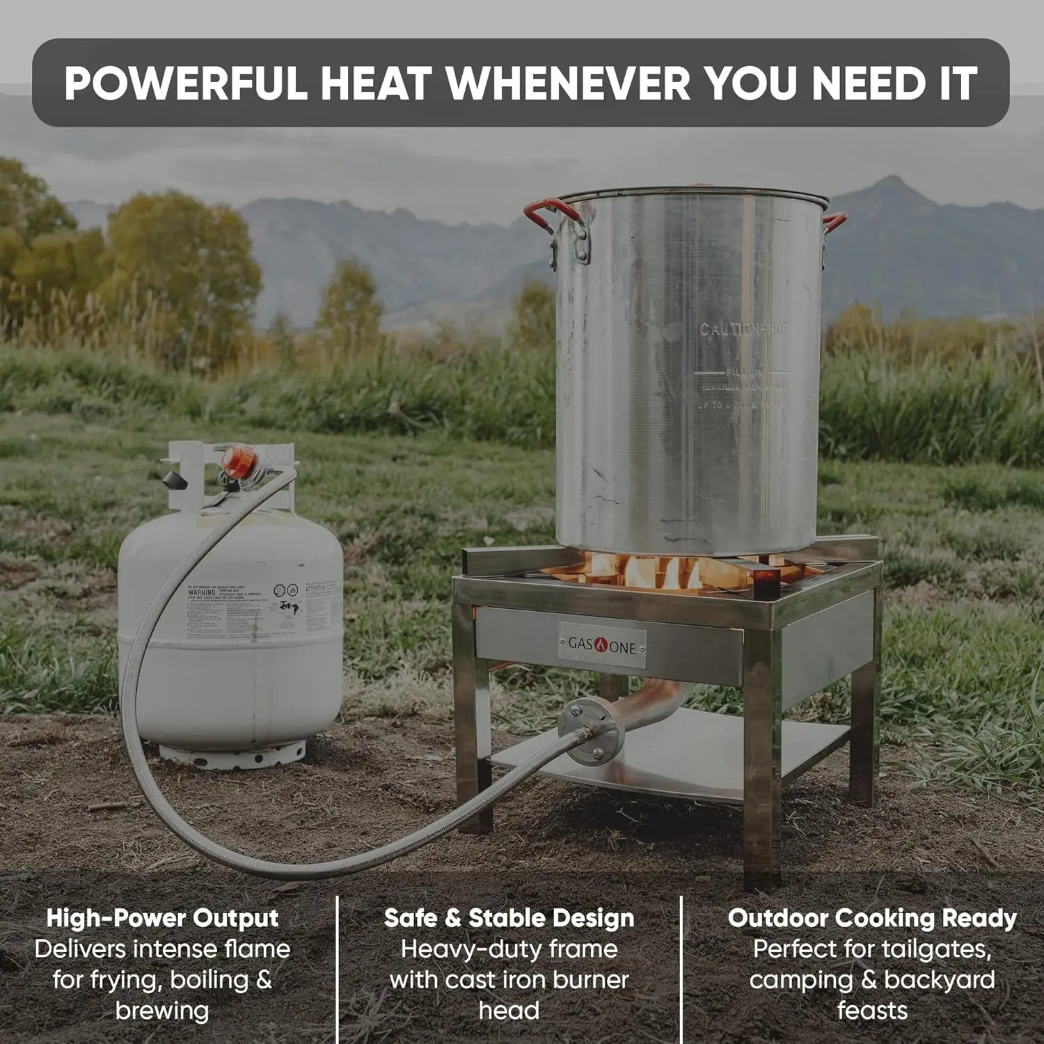 Stainless Steel Propane Burner with Adjustable Regulator for Outdoor Cooking and Turkey Frying