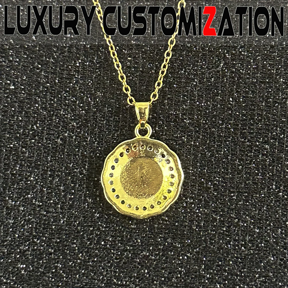 Exclusive custom religious necklace, gemstone inlaid Virgin pendant, 18K gold-plated, suitable for women, daily, holiday gifts