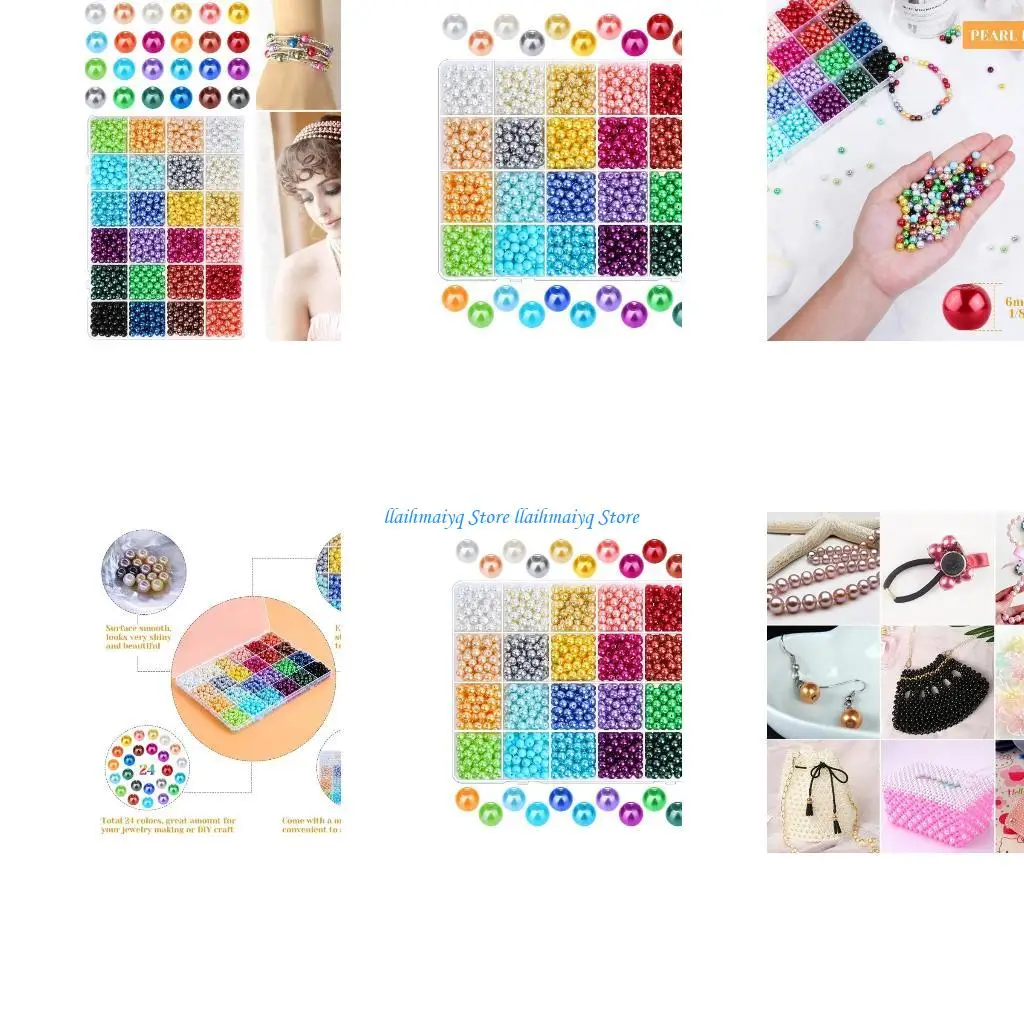 

573B Colorful Beads for Jewelry Making 24 Colors Round Pearl Beads for DIY Necklace