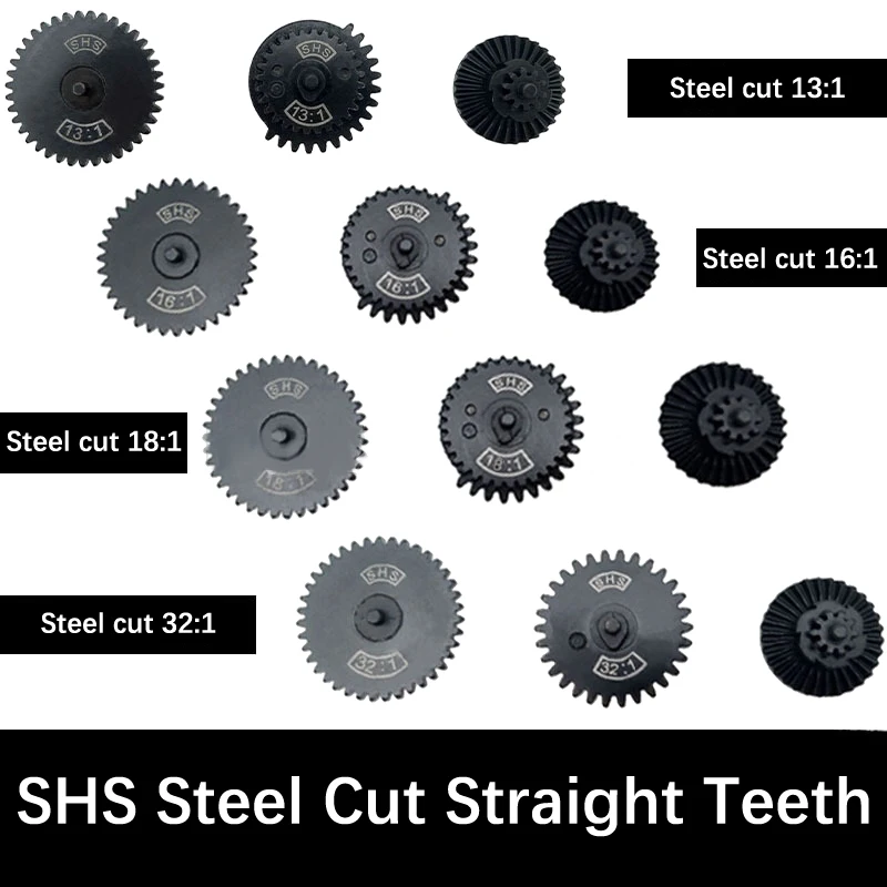 Tactical Gear Set CNC Steel Cut SHS Gear Set Helical Reinforce Torque High Speed Gear for Ver.2 /3 AEG EBB Gearbox Airsoft