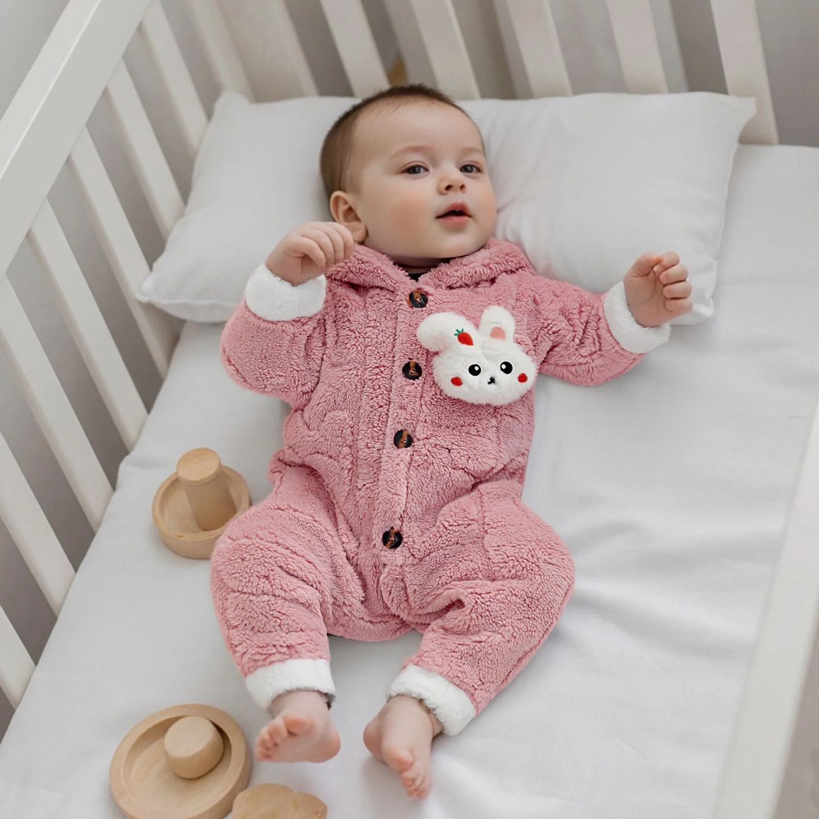 Pudcoco طفل الشتاء أفخم هود رومبير لطيف الأرنب كم طويل زمم كامل طول ارتداءها سنوسويت 0-12 متر