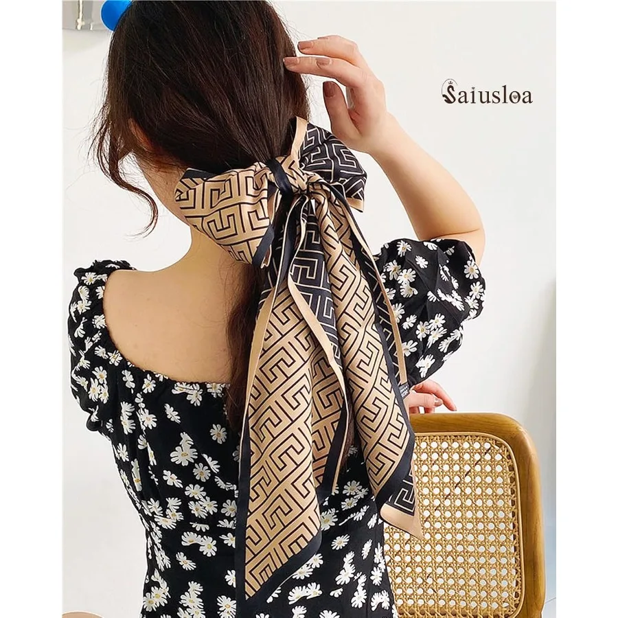 Elegant Long Skinny Scarves for Women's Handbags and Hair Accessories Fashion Silky Headbands for Daily Wear Stylish and Versat