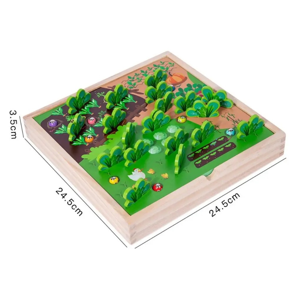 Juego de mesa de rábano de tracción de granja de interacción entre padres e hijos, juego de granja de rábano de iluminación de madera, juguetes creativos Kawaii para tirar de rábano