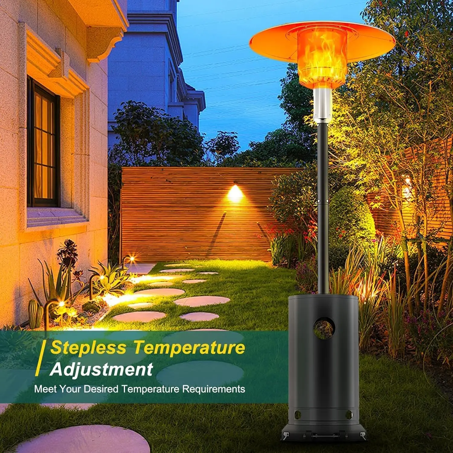 

48,000 BTU Outdoor Heat Lamp - Outdoor Heaters for Patio With Wheels,Stainless Steel Gas Heating Unit With Adjustable Standing f
