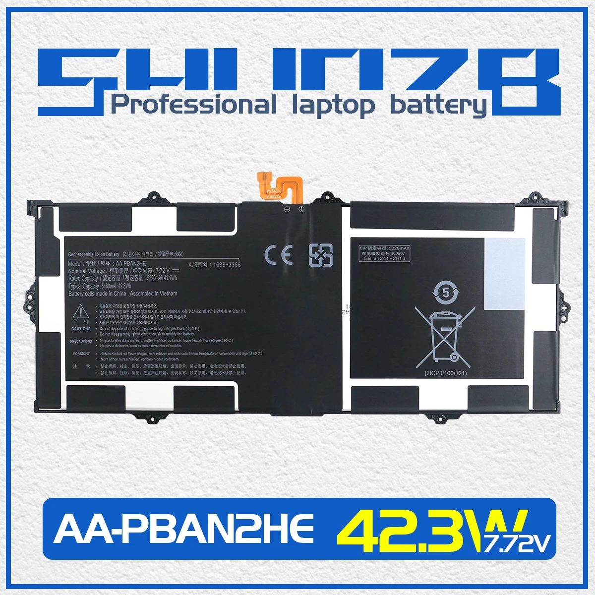 

SHUOZB AA-PBAN2HE Laptop Battery For Samsung Galaxy Book Go NP340XLA-KA1US NP340XLA-KA2US 7.72V 42.3Wh 5480mAh Free tools