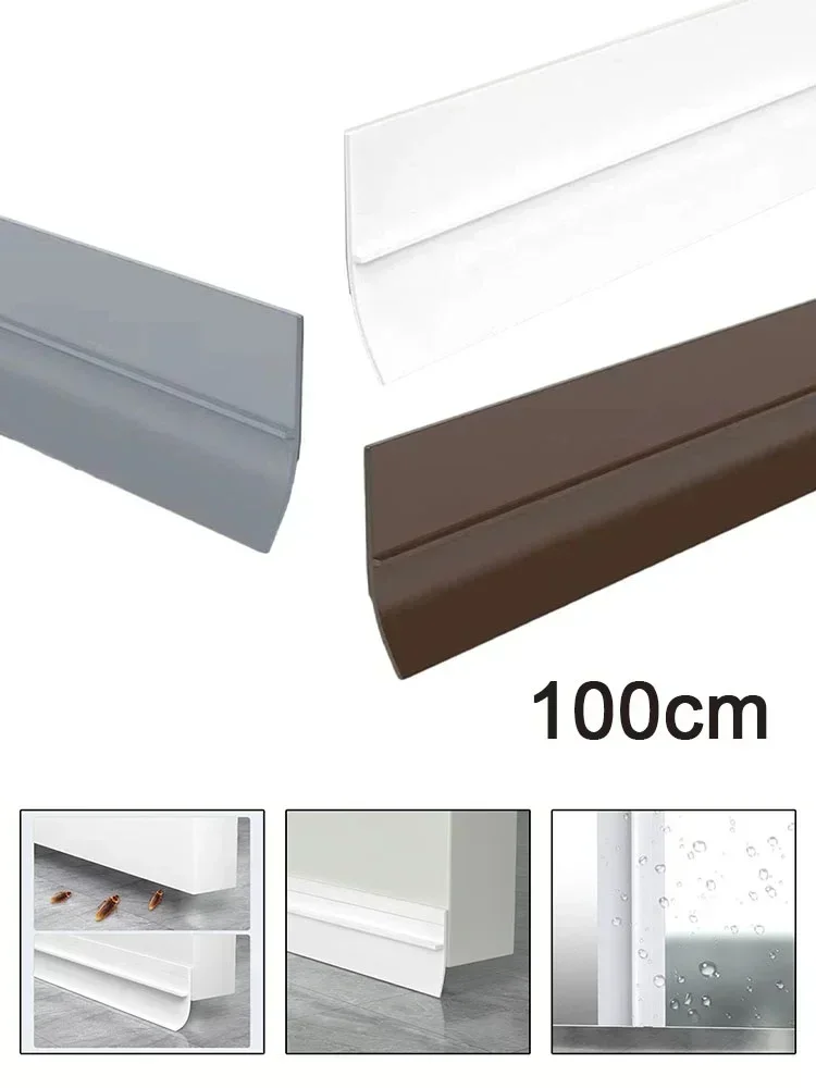 1M PVC Floor Threshold Seam Edge Trim Sealing Strip Self-adhesive Door Bottom Anti-collision Rubber Strip Protective Carpet Mat