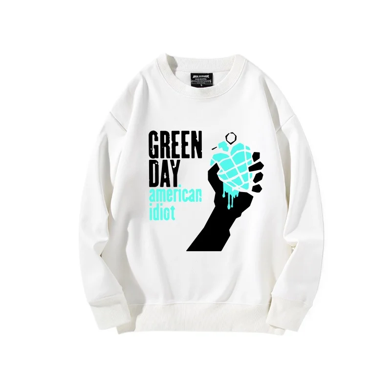 Green Day band hoodie women's rock band top women's round neck top hooded hoodie fashion trend loose casual women's sweater