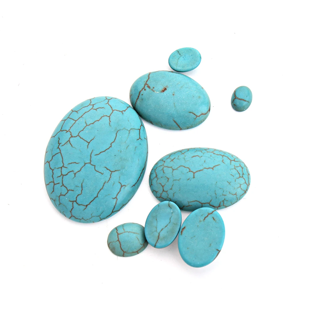 10 teile/los Blau Türkisen Naturstein Perlen Cabochon Flache Rückseite Oval Cabochons Cameo Für Schmuck Machen DIY Ring Zubehör – Detail 5