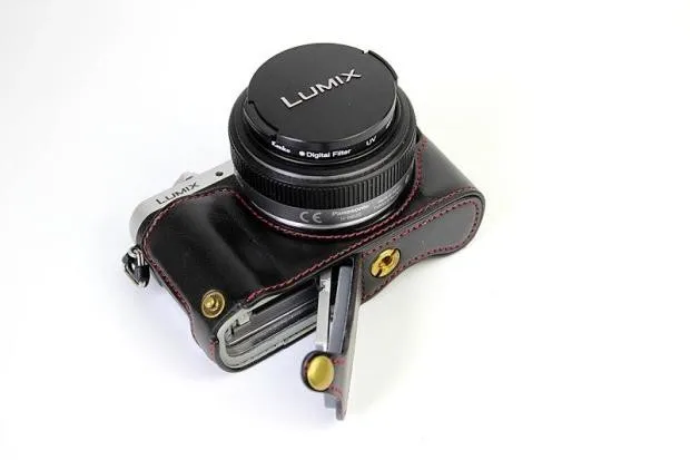 حافظة كاميرا جلدية Pu غطاء جسم نصف لباناسونيك لوميكس GF7 GF8 GF9 GF10 إزالة البطارية مباشرة