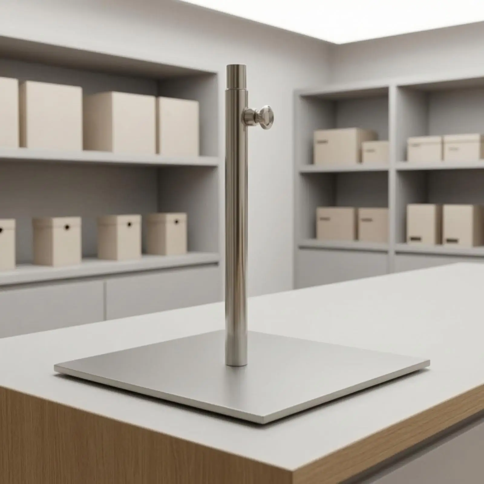 Square Display Stand Base with Adjustable Metal Post Stable Display Stand with Tightening Knob Compact Space-Efficient
