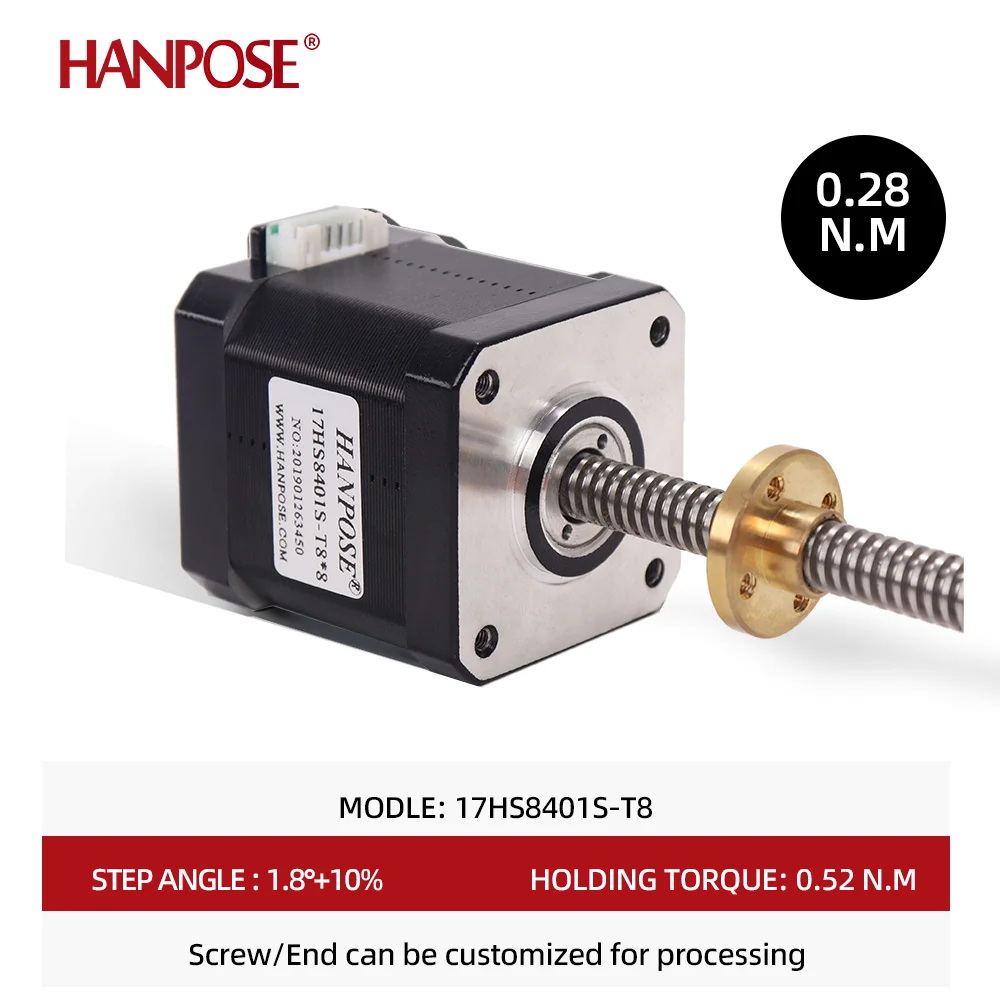 hanpose Screw stepper motor L100-500mm 17HS8401S-T8 lead screw 2/4/8mm cnc engraving machine for 3D printer nema17 stepper motor