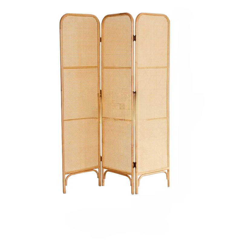 

Real Rattan Solid Wood Folding Screen Modern Minimalist Rattan Partition Home Living Room Mobile Accordion Partition