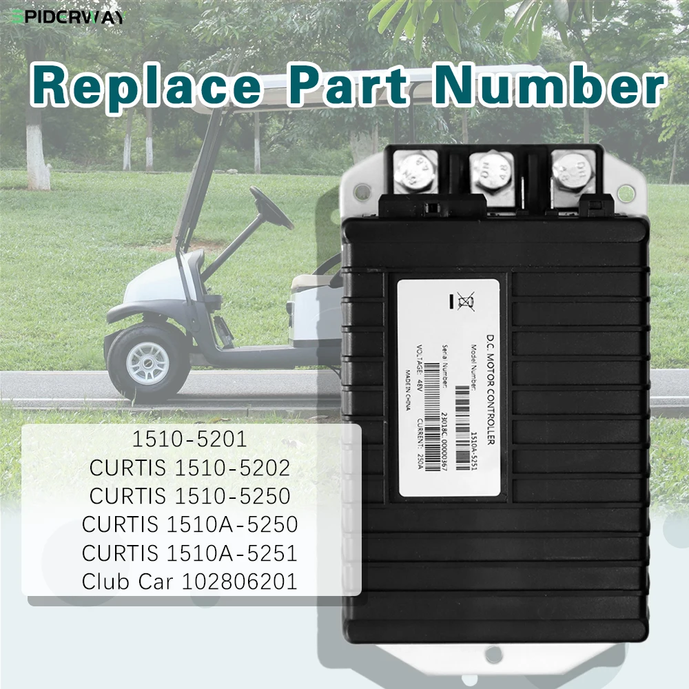 48V 250A 5K-0 IQ Motor Controller 102806201 Compatible with Curtis Club Car Precedent Golf Cart Replace 2000-2020 1510A-5251