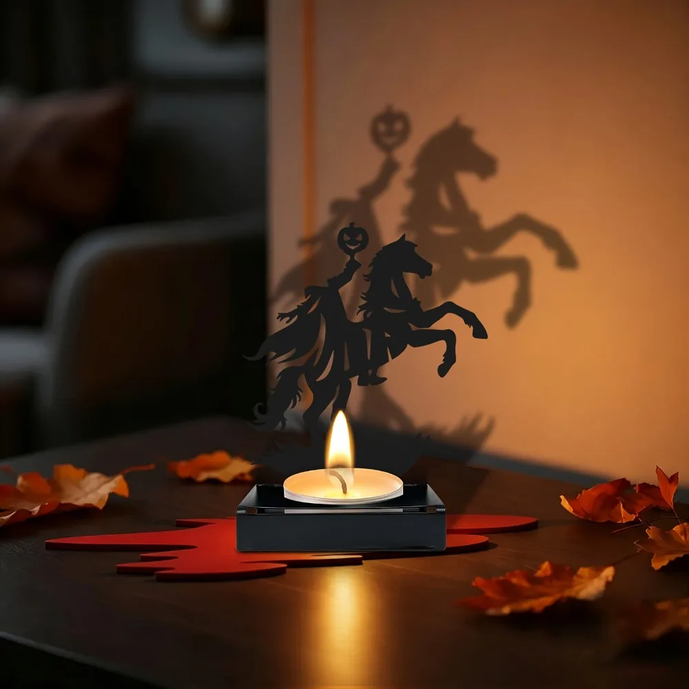CIFBUY Metal Candlestick Headless Horseman Wrought Iron Candle Holder For Halloween Party Home Table Decor Spooky Gift