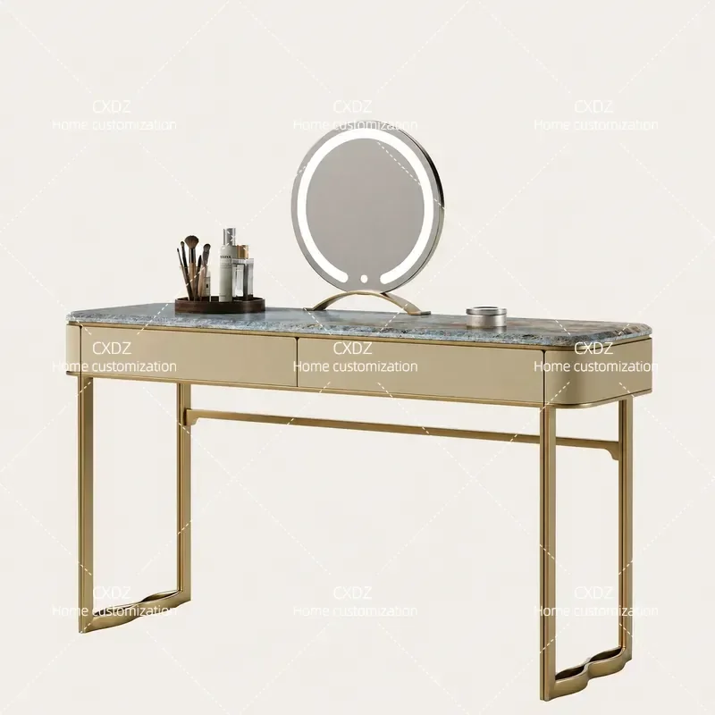 Modern Light Luxury Dresser Stone Makeup Table for Master Bedroom Villa Home Decor Elegant Vanity Desk with Storage