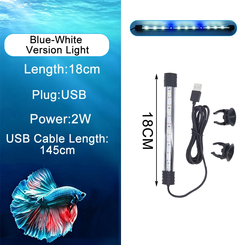 USB-Vollspektrum-Aquarium-LED-Streifenleuchte 18-58cm Wasserdichte Unterwasser-Aquariumlampe für Unterwasserpflanzenwachstum – Detail 7
