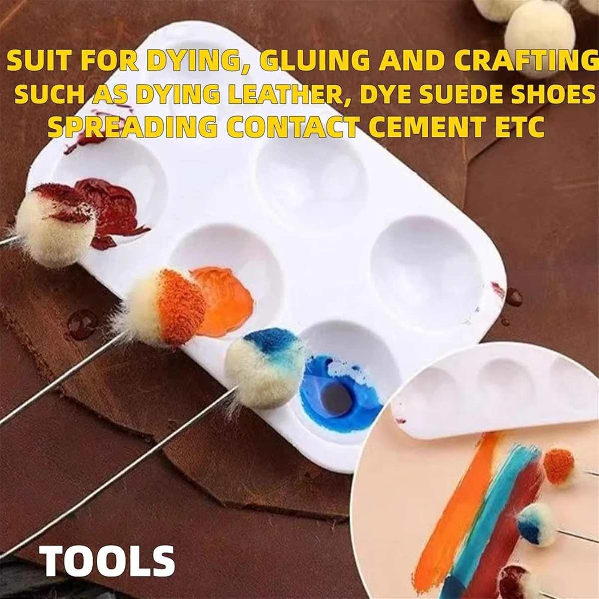 A79G Wool Daubers Ball Brush,Applicator Tool for Leather Dye, Staining, Crafting, DIY Crafts Projects, Contact Cement 100pcs