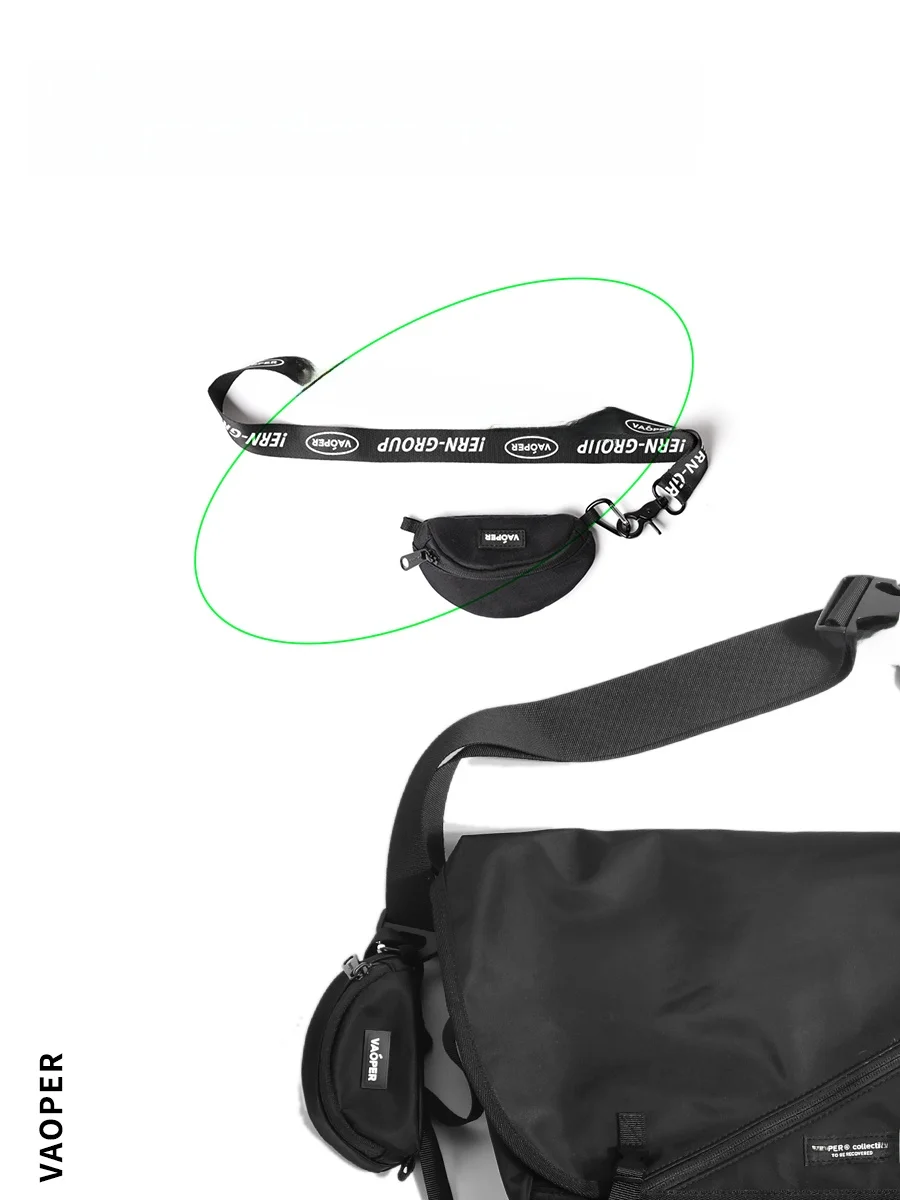 Vaoper Men's Crossbody Bag Workwear Style Single Shoulder Nylon Material Street Fashion Pure Color Leisure Backpack for Youth
