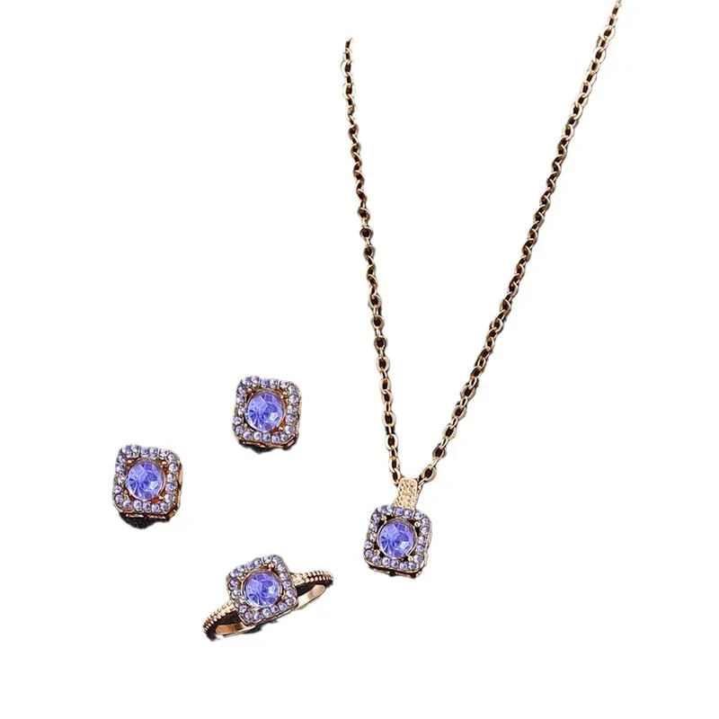 1 Set Premium Cube Jewelry Ensemble, Elegant Necklace, Earrings & Ring Set for Women, Ideal Valentine\'s Day and Christmas Presen