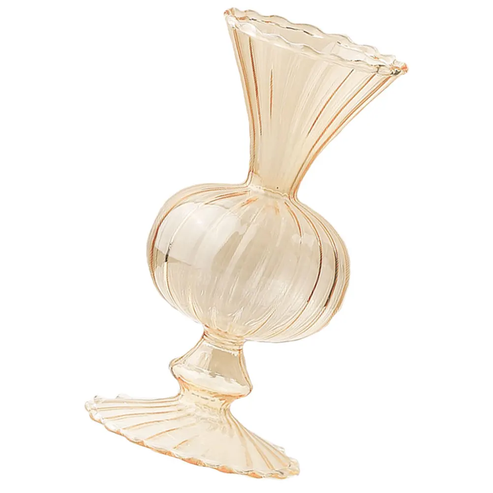 

Retro Glass Vase Exquisite Details Stable Flat Bottom Indoor Outdoor Flower Holder Decorative Adornment Glass Vase