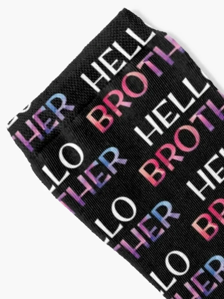 Hello Brother Greeting Wording Logo Socks shoes designer compression Men Socks Women's