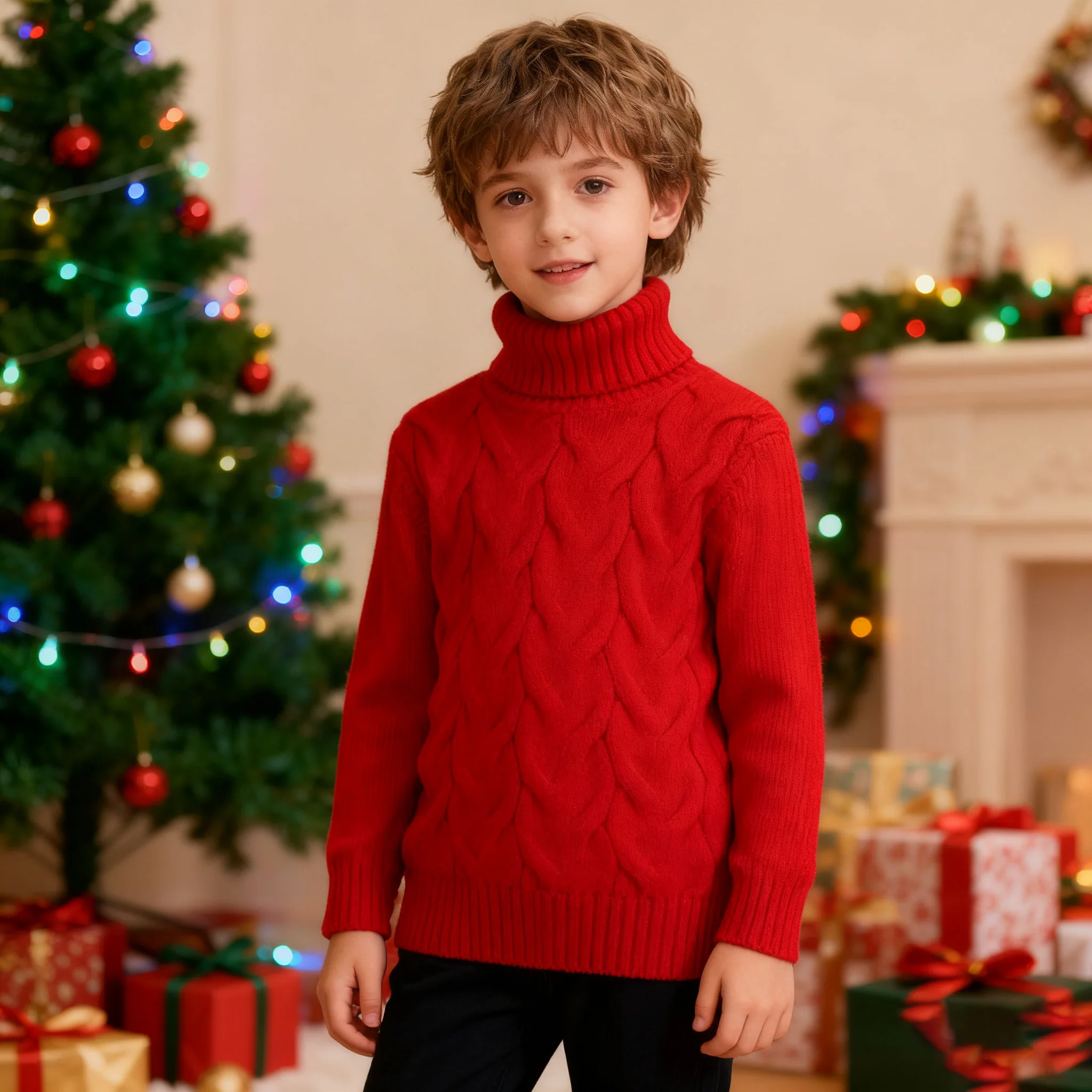 

Sweater Kids Sweaters Autumn Girls longsleeve Turtleneck Sweaters Baby Boys Pullover Winter Knitted Christmas Sweaters