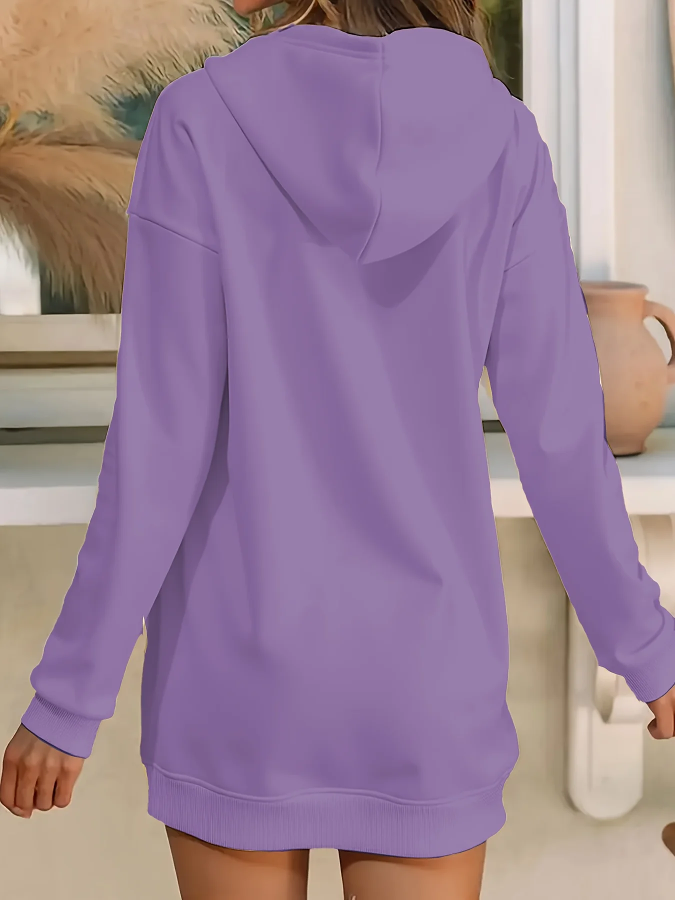 

Толстовка большого размера, утолщенная юбка с буквенным принтом, с капюшоном, боковыми карманами, платье, толстовка средней длины, подходит для весны и осени, одежда больших размеров