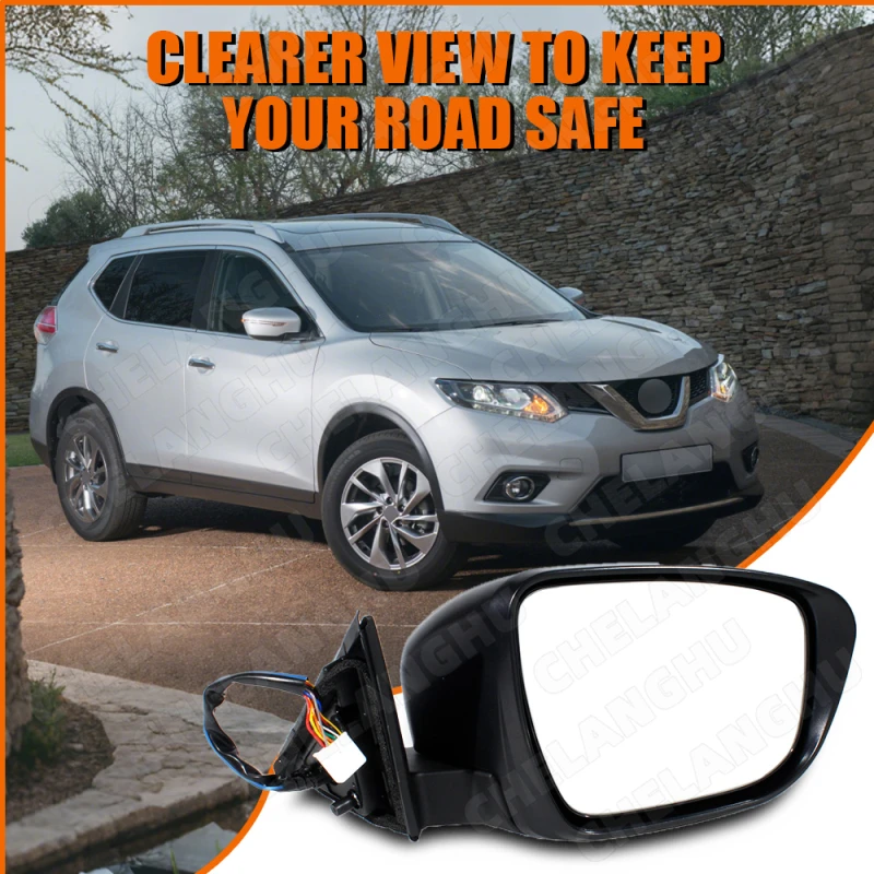 

Right Passenger Side 13 Pins For Nissan X-Trail T32 / Rogue 2014 2015 2016 2017 2018 2019 White With Camera Mirror Assembly