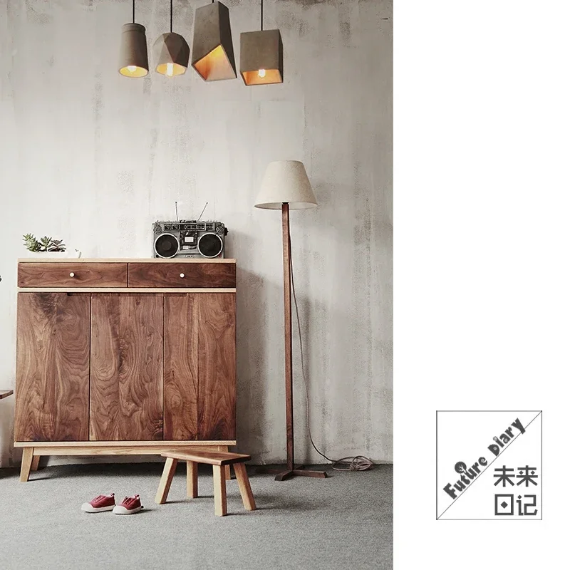 Modern simple Japanese-style solid wood ultra-thin large-capacity shoe cabinet, dining side multi-function foyer